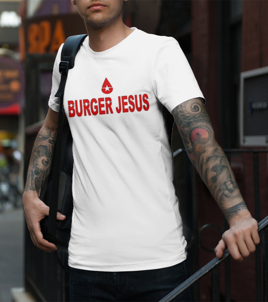 Burger Jesus Star Symbol T-Shirt