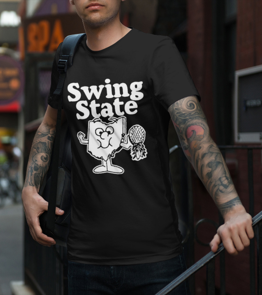 Swing State Ohio Character With Buckeye Helmet T-Shirt