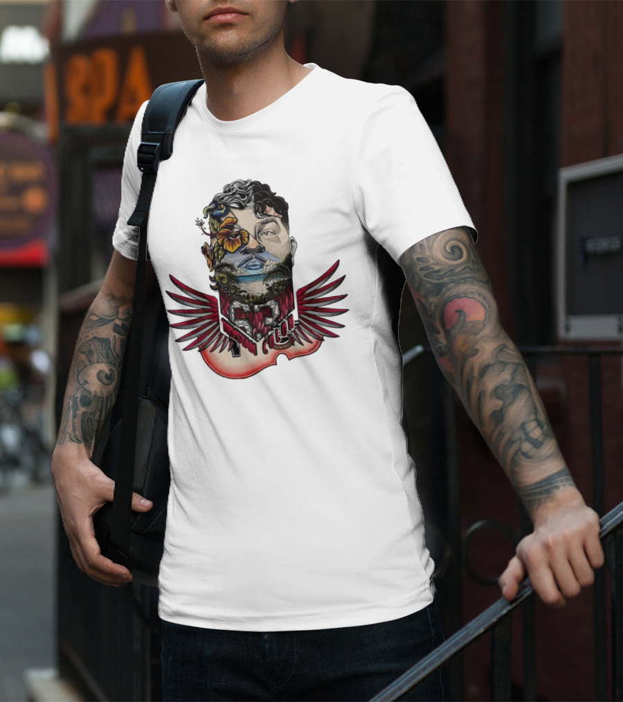 Trystan Colon Arizona Cardinals Herencia Latina Artful Portrait With Floral And Wing Elements T-Shirt