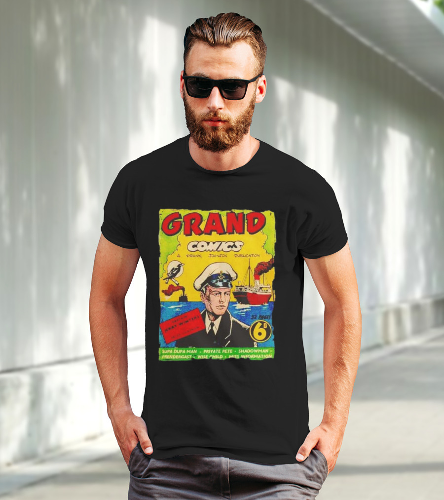 Grand Comics No 52 Captain Jerry Winters Bird Ship Supa Dupa Man Shadowman Prendergast Miss Information T-Shirt
