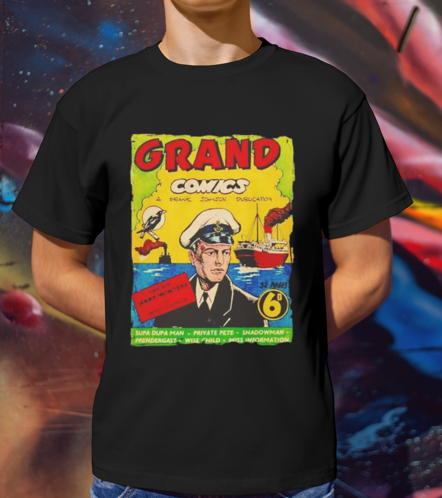 Grand Comics No 52 Captain Jerry Winters Bird Ship Supa Dupa Man Shadowman Prendergast Miss Information T-Shirt