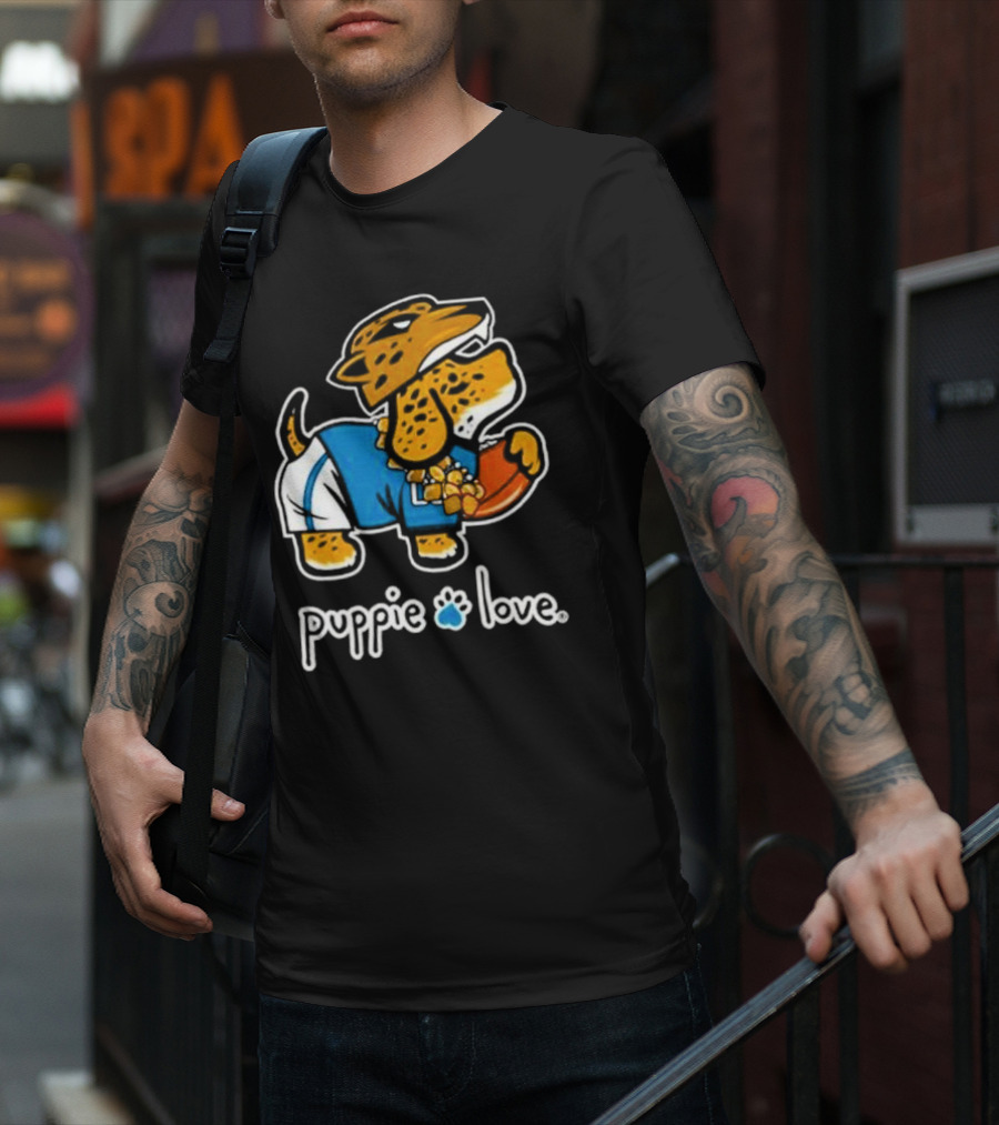 Jacksonville Jaguars Puppie Love Mascot Pup Football Fan T-Shirt