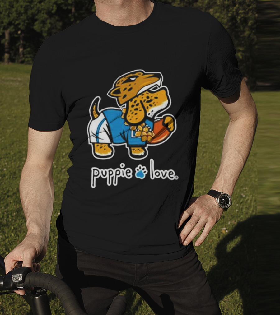Jacksonville Jaguars Puppie Love Mascot Pup Football Fan T-Shirt