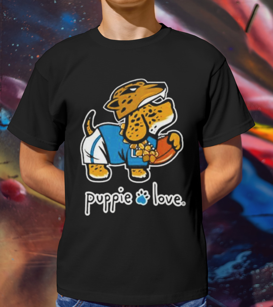 Jacksonville Jaguars Puppie Love Mascot Pup Football Fan T-Shirt