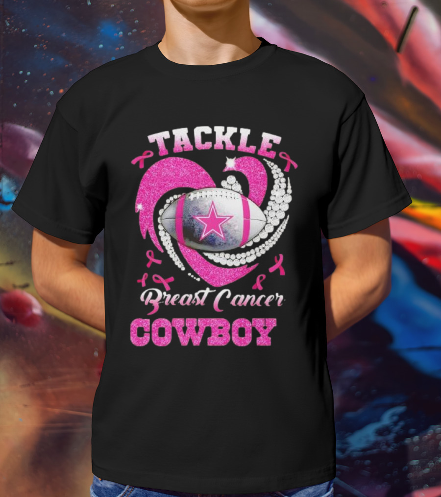 Tackle Breast Cancer Cowboy Football Pink Awareness T-Shirt