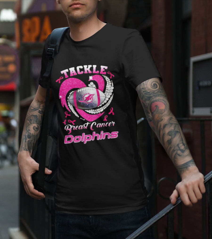 Tackle Breast Cancer Dolphins Football Awareness T-Shirt