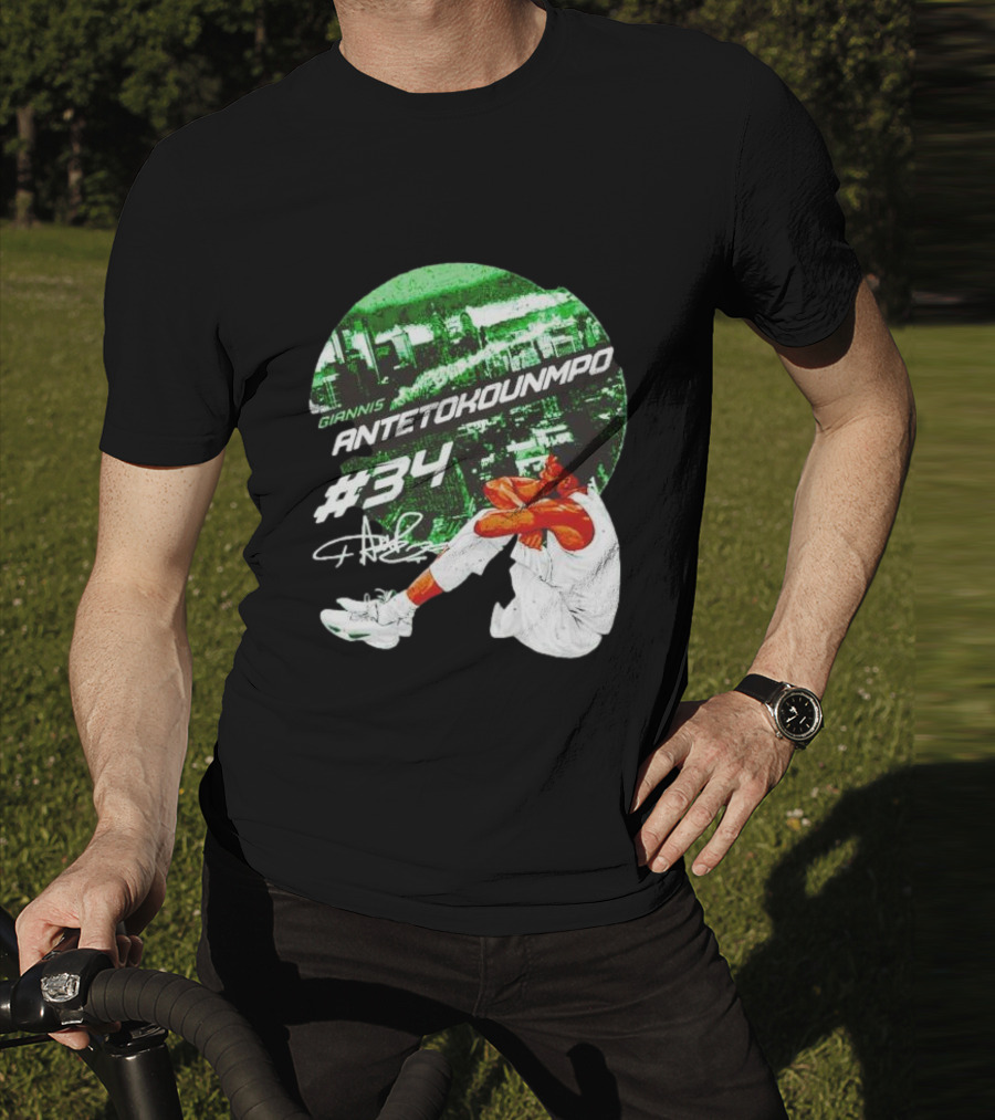 Giannis Antetokounmpo #34 Milwaukee Bucks Signature City Skyline T-Shirt