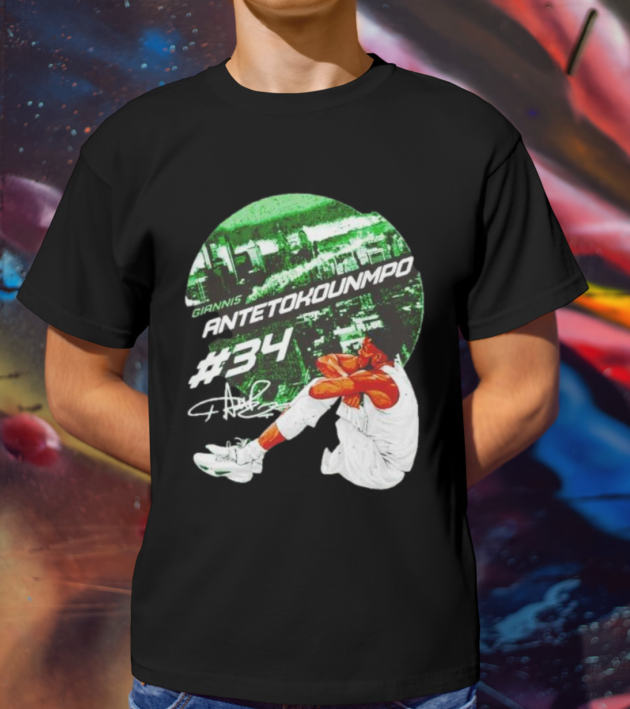 Giannis Antetokounmpo #34 Milwaukee Bucks Signature City Skyline T-Shirt