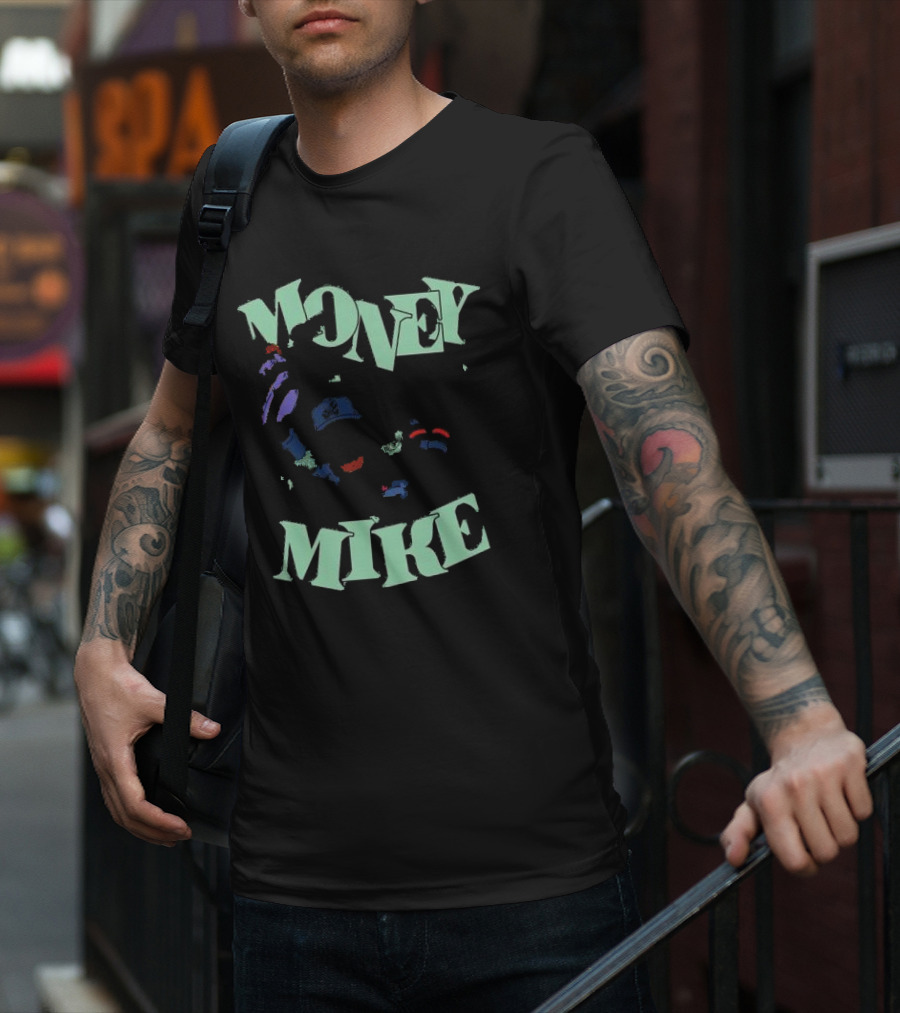 Money Mike Atlanta Braves Caricature Baseball Player With Dollars T-Shirt