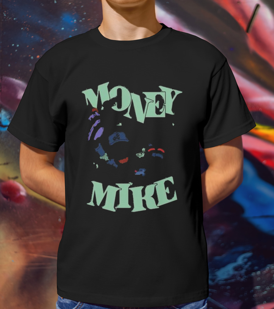 Money Mike Atlanta Braves Caricature Baseball Player With Dollars T-Shirt