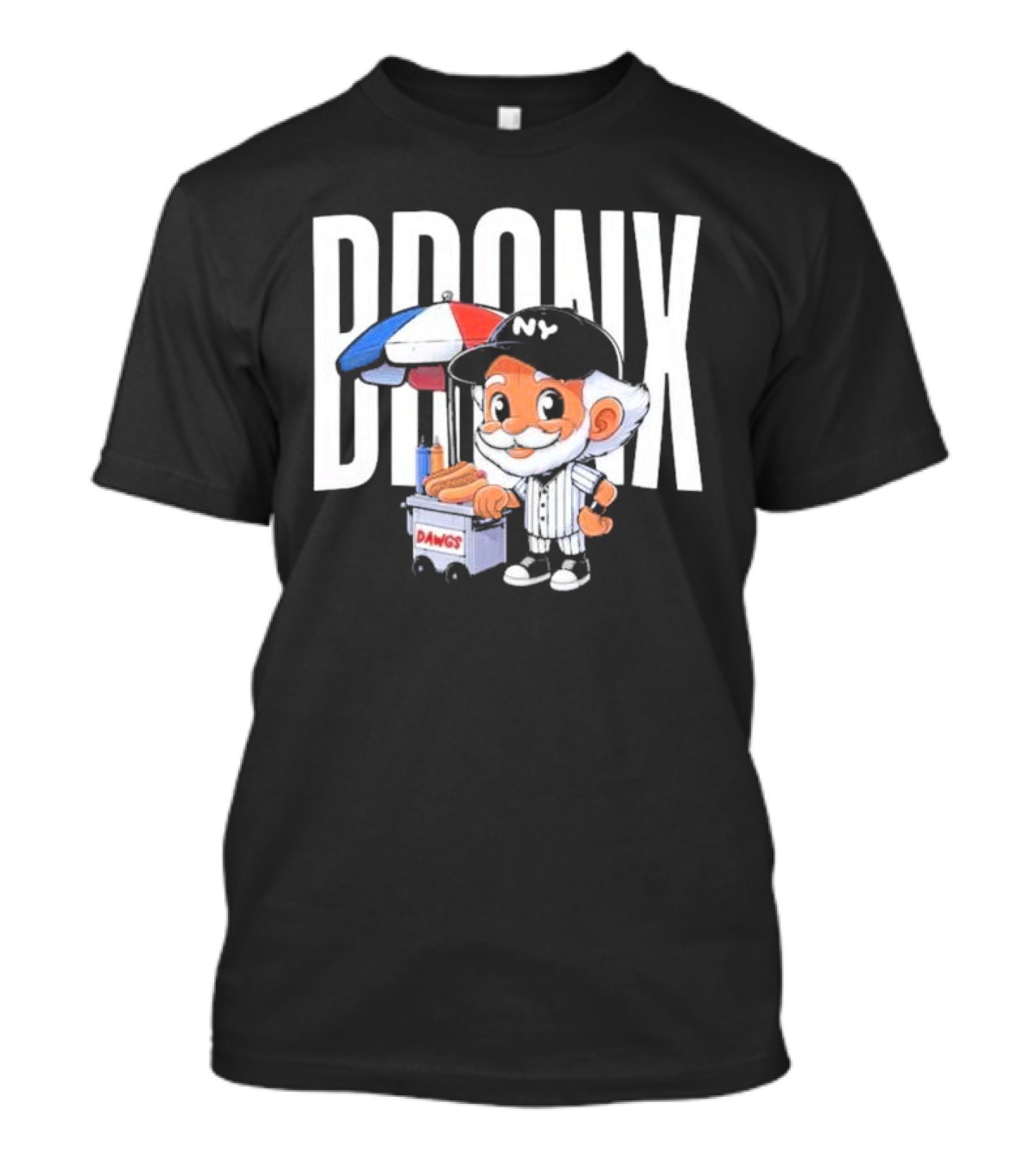 BRONX NY Dawgs Baseball Character Hot Dog Cart T-Shirt