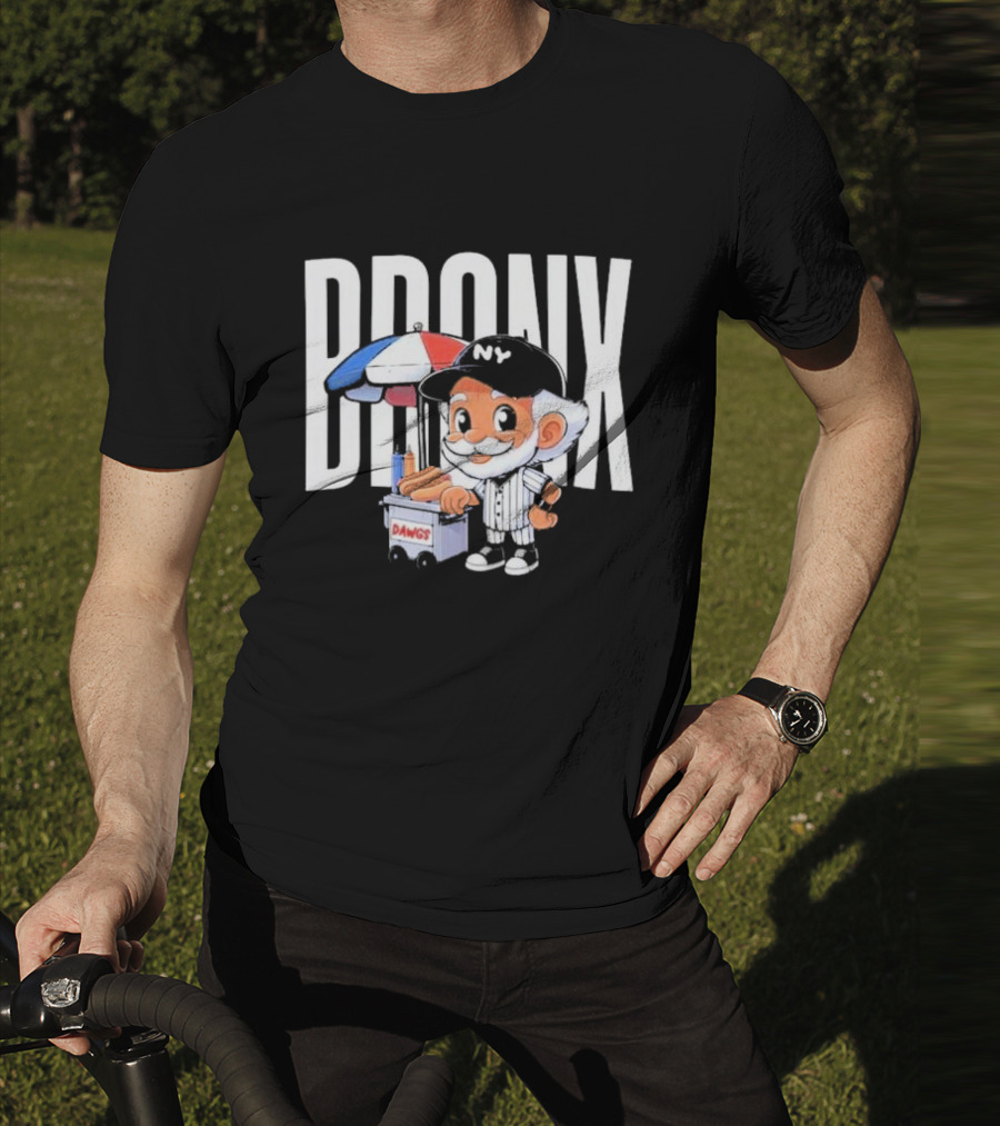 BRONX NY Dawgs Baseball Character Hot Dog Cart T-Shirt
