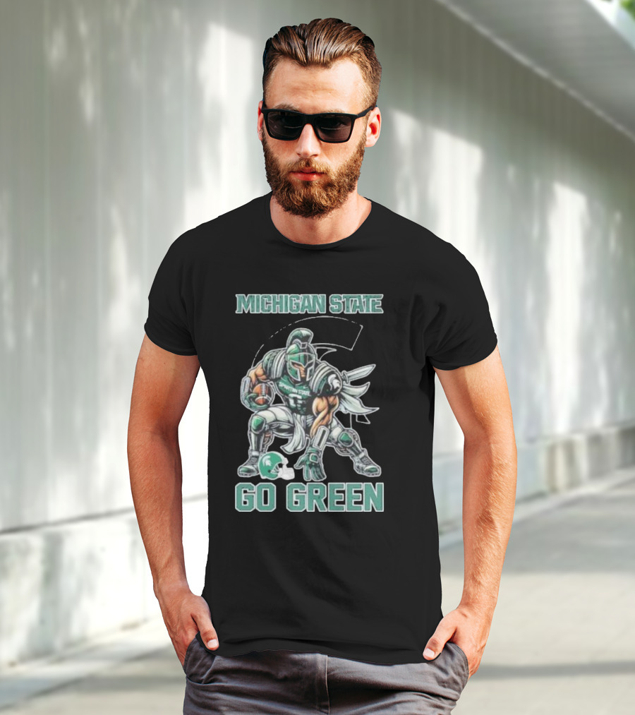 Michigan State Spartans Go Green Football Mascot T-Shirt