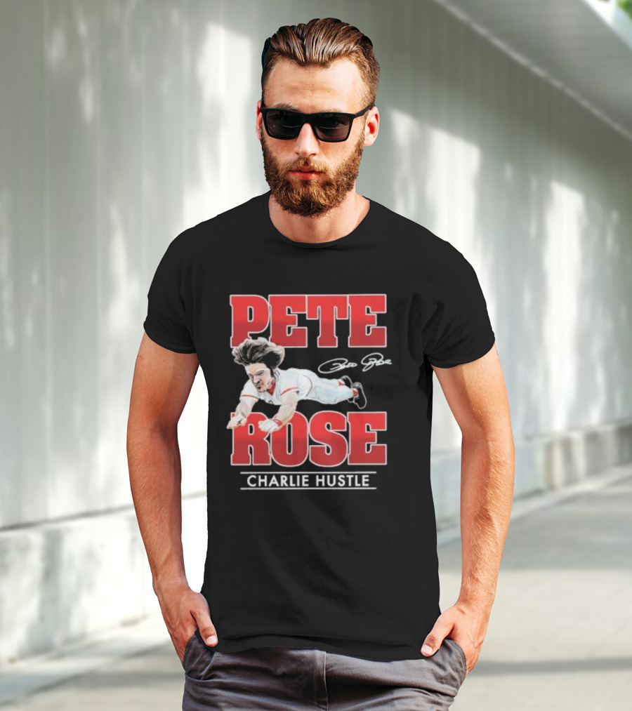 Pete Rose Charlie Hustle Diving Player T-Shirt