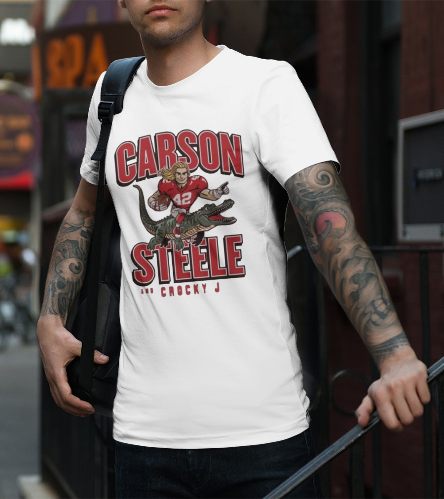 Carson Steele Riding Crocky J Football Kansas City Chiefs T-Shirt