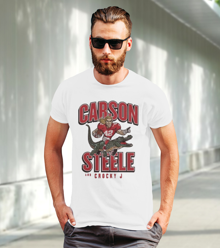 Carson Steele Riding Crocky J Football Kansas City Chiefs T-Shirt