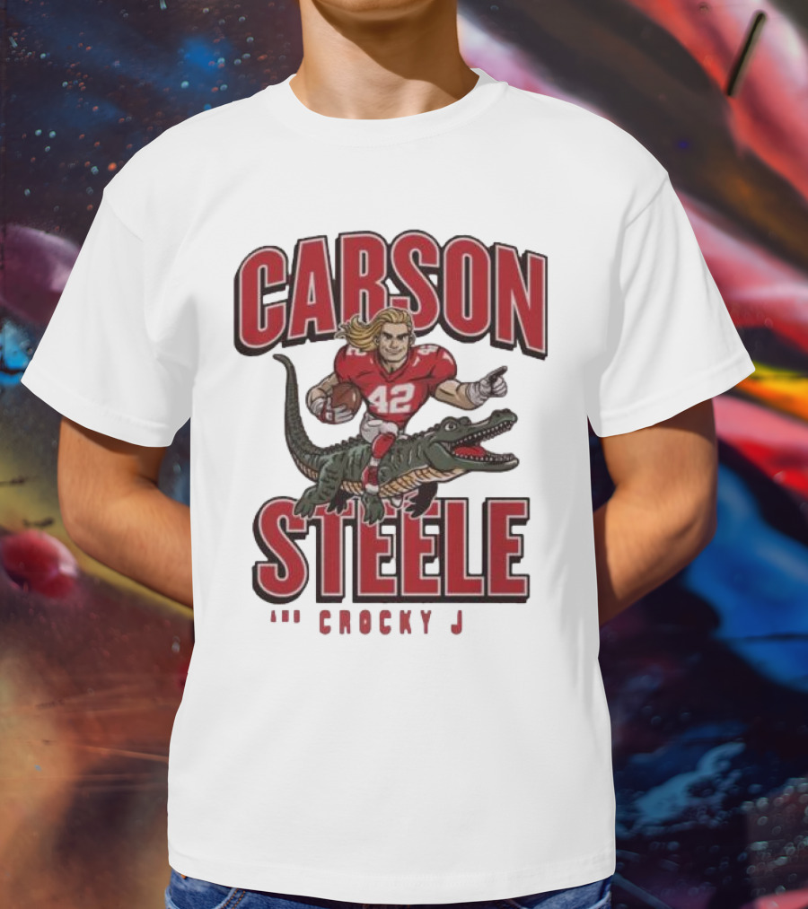 Carson Steele Riding Crocky J Football Kansas City Chiefs T-Shirt