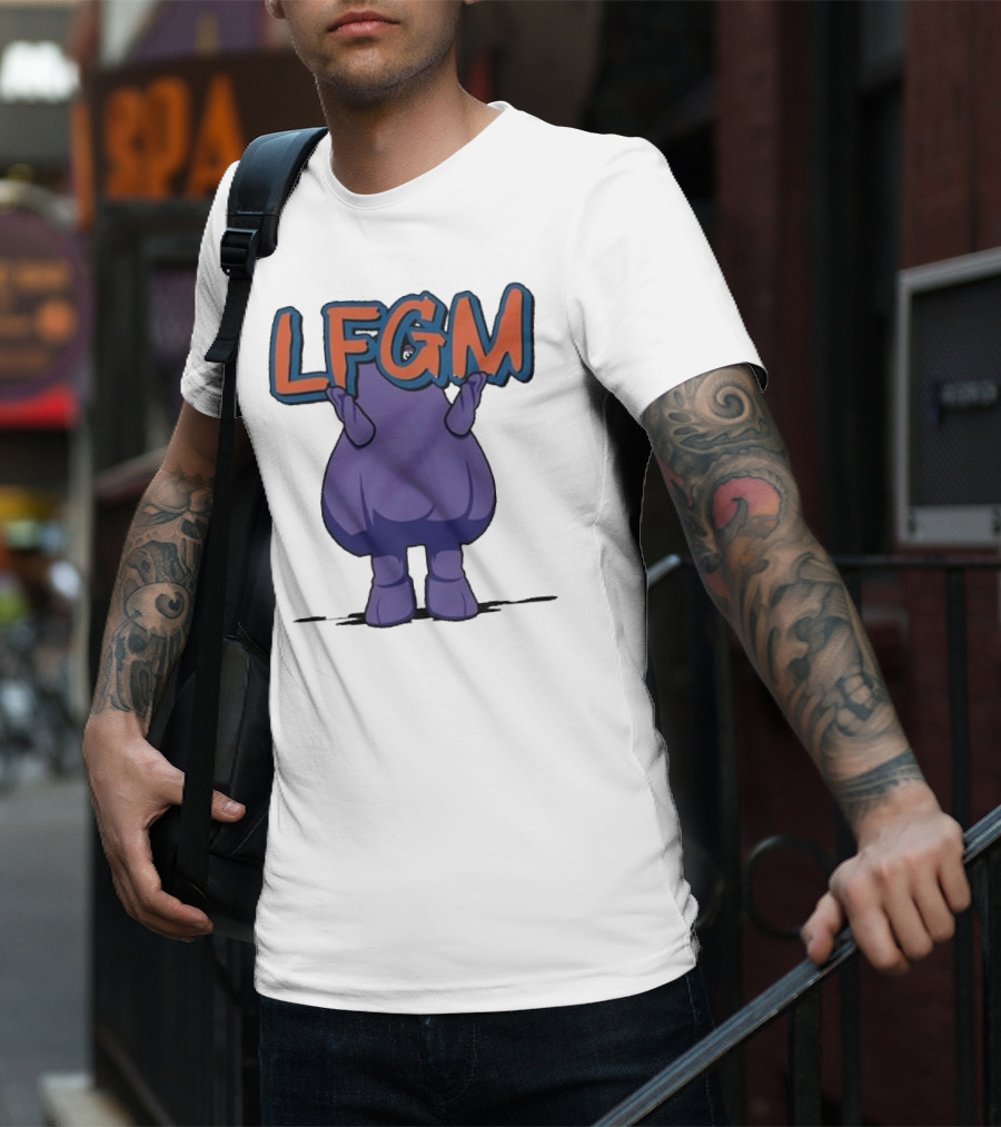 Grimace LFGM New York Mets Character Holding Letters T-Shirt