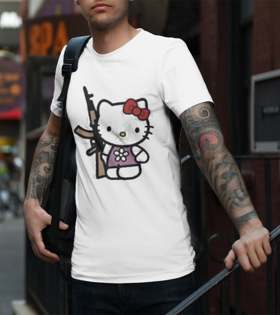 Hello Kitty Holding AK-47 Rifle T-Shirt
