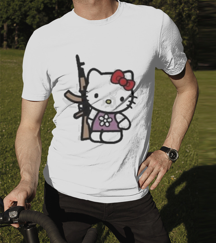 Hello Kitty Holding AK-47 Rifle T-Shirt