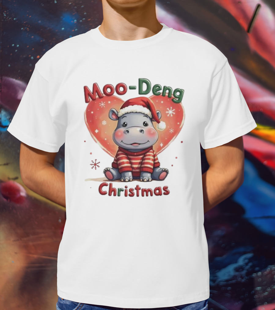 Moo-Deng Hippo Santa Christmas T-Shirt