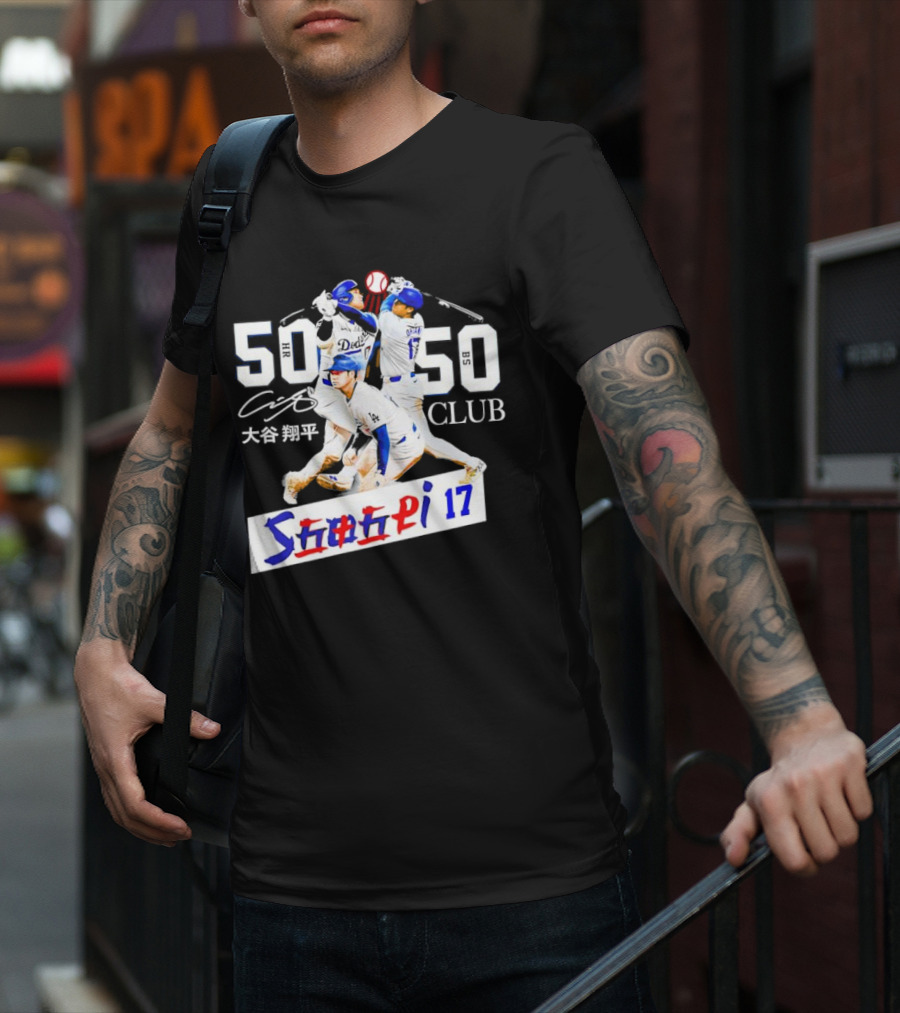 Shohei Ohtani 50 HR 50 SB Club Signature Dodgers 17 T-Shirt