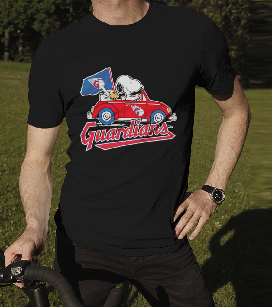 Snoopy And Woodstock Driving Guardians Car Cleveland Guardians T-Shirt