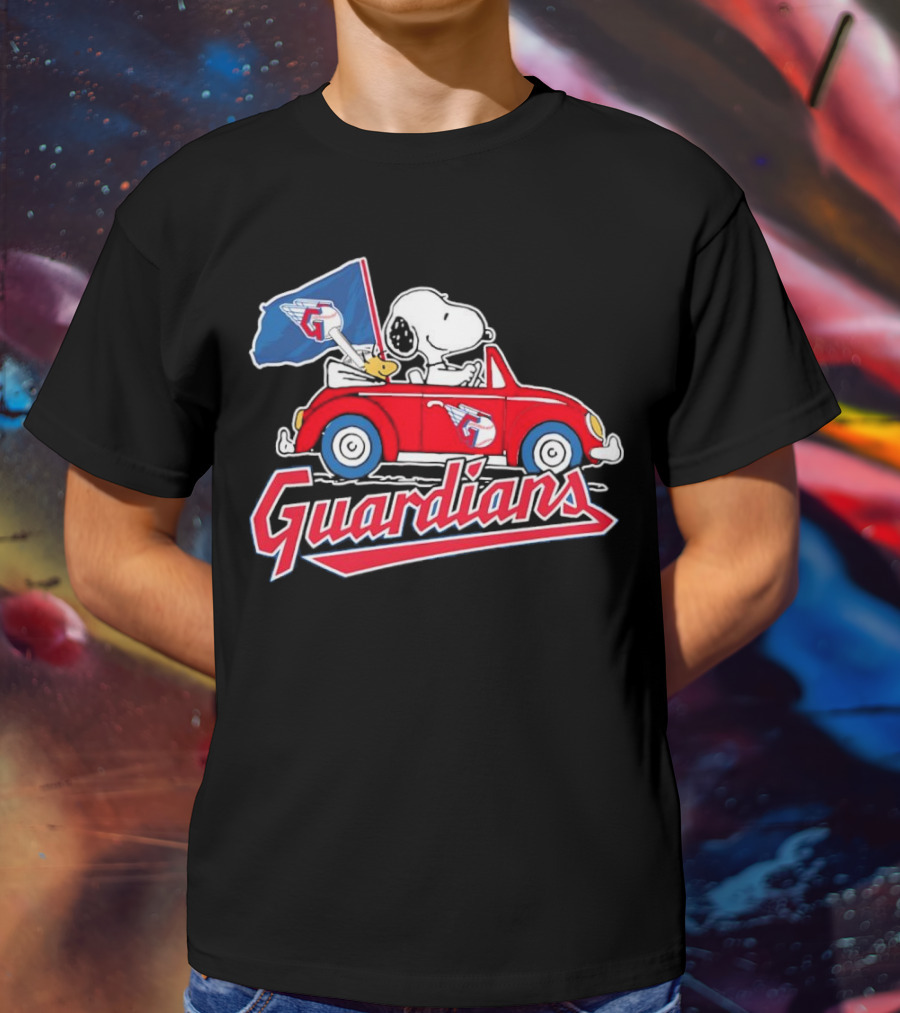 Snoopy And Woodstock Driving Guardians Car Cleveland Guardians T-Shirt