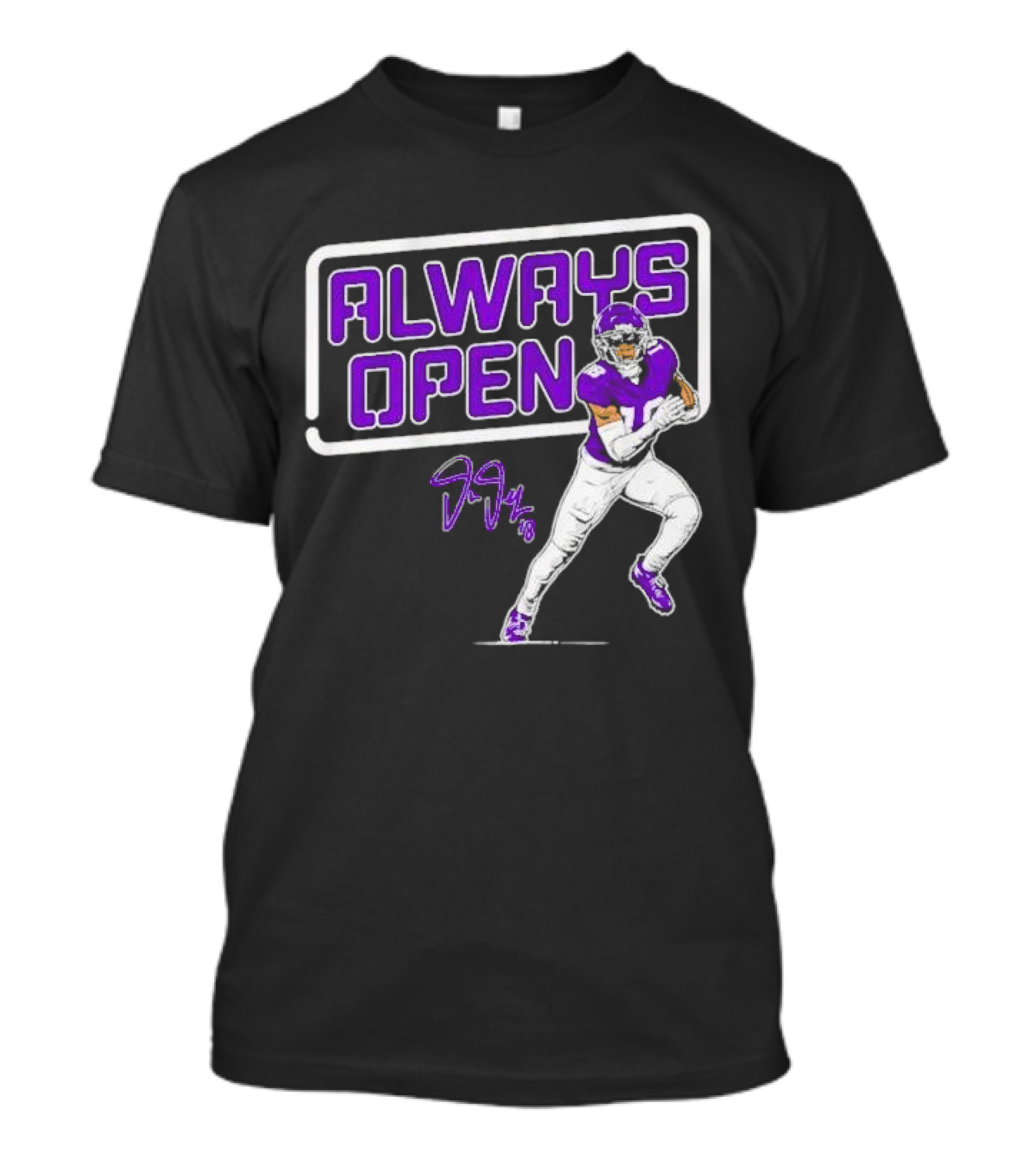 Always Open Justin Jefferson Minnesota Vikings 18 Signature T-Shirt