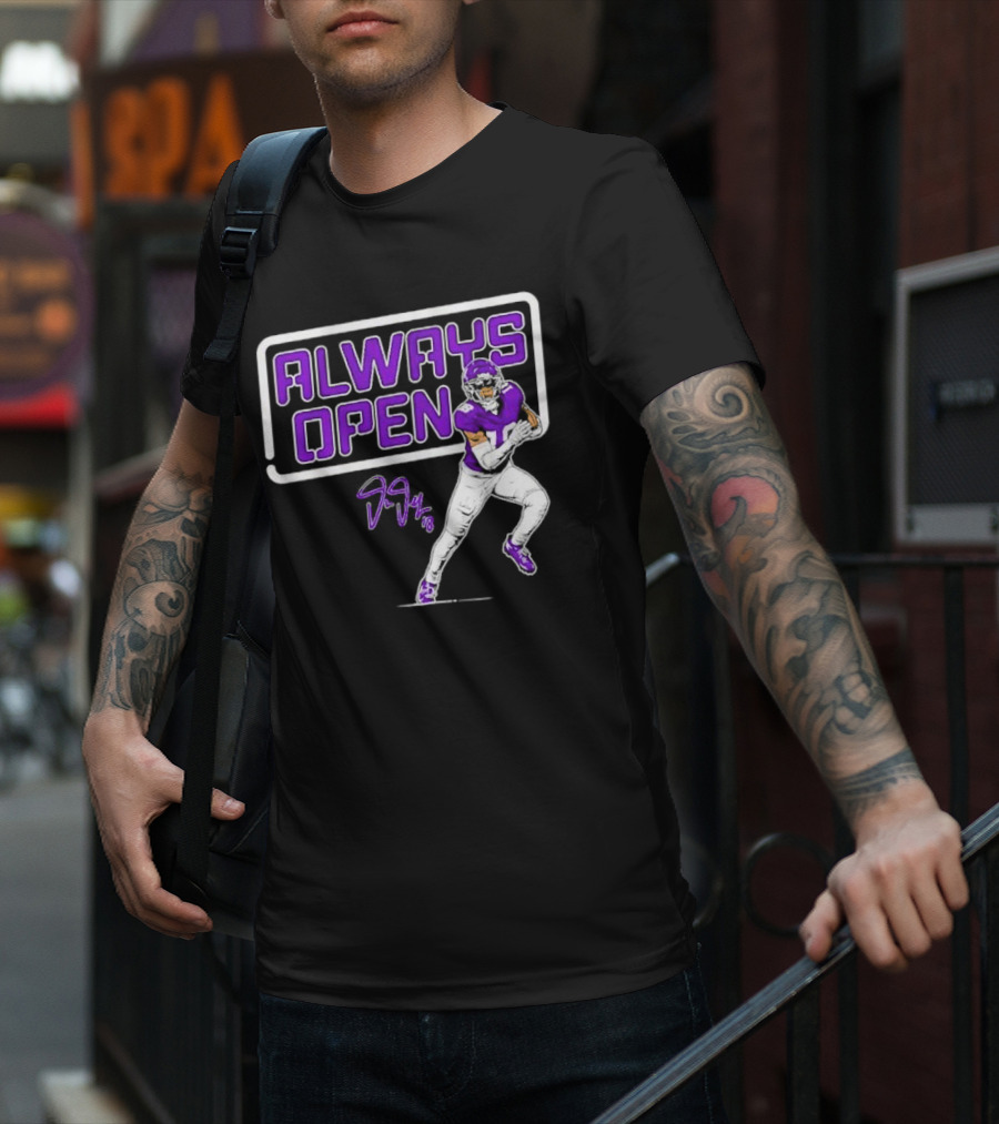 Always Open Justin Jefferson Minnesota Vikings 18 Signature T-Shirt