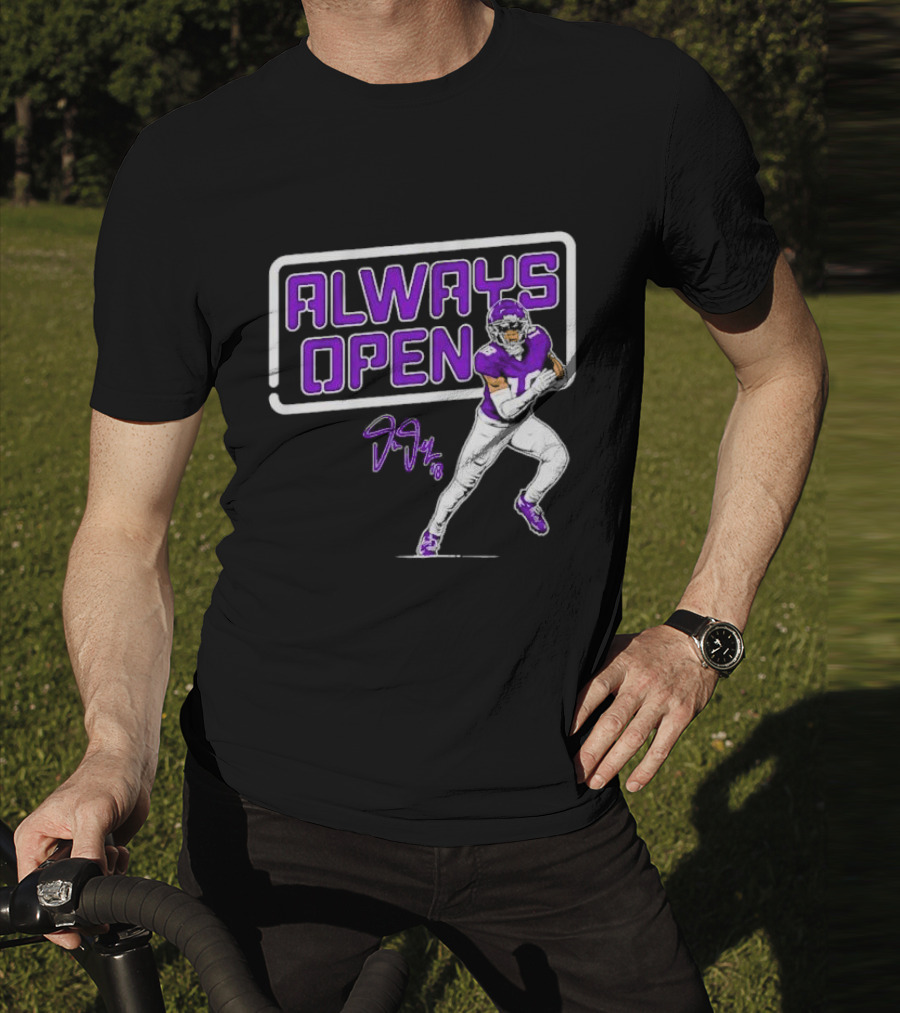 Always Open Justin Jefferson Minnesota Vikings 18 Signature T-Shirt