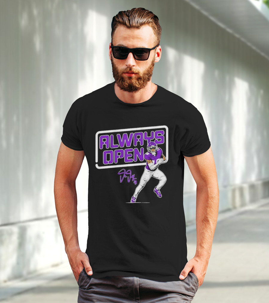 Always Open Justin Jefferson Minnesota Vikings 18 Signature T-Shirt