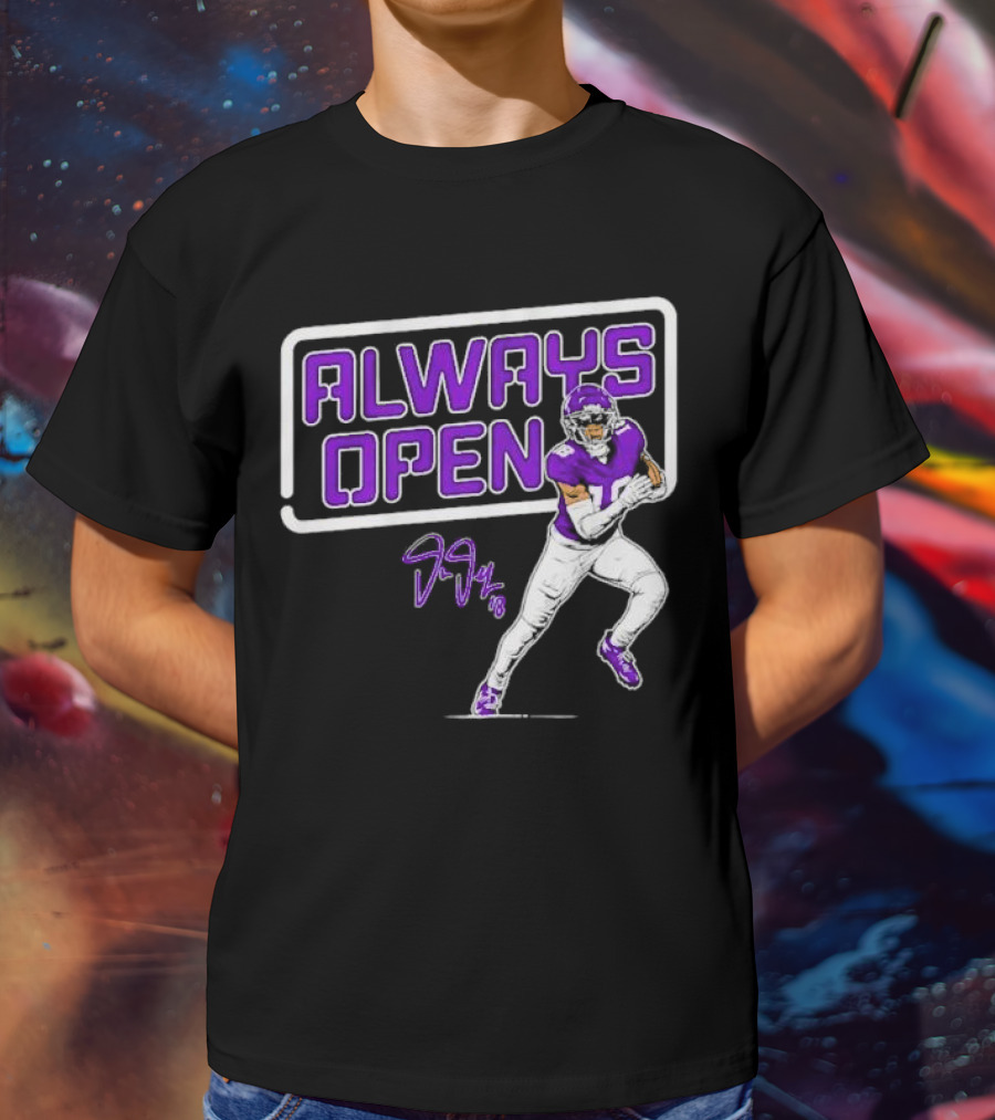 Always Open Justin Jefferson Minnesota Vikings 18 Signature T-Shirt