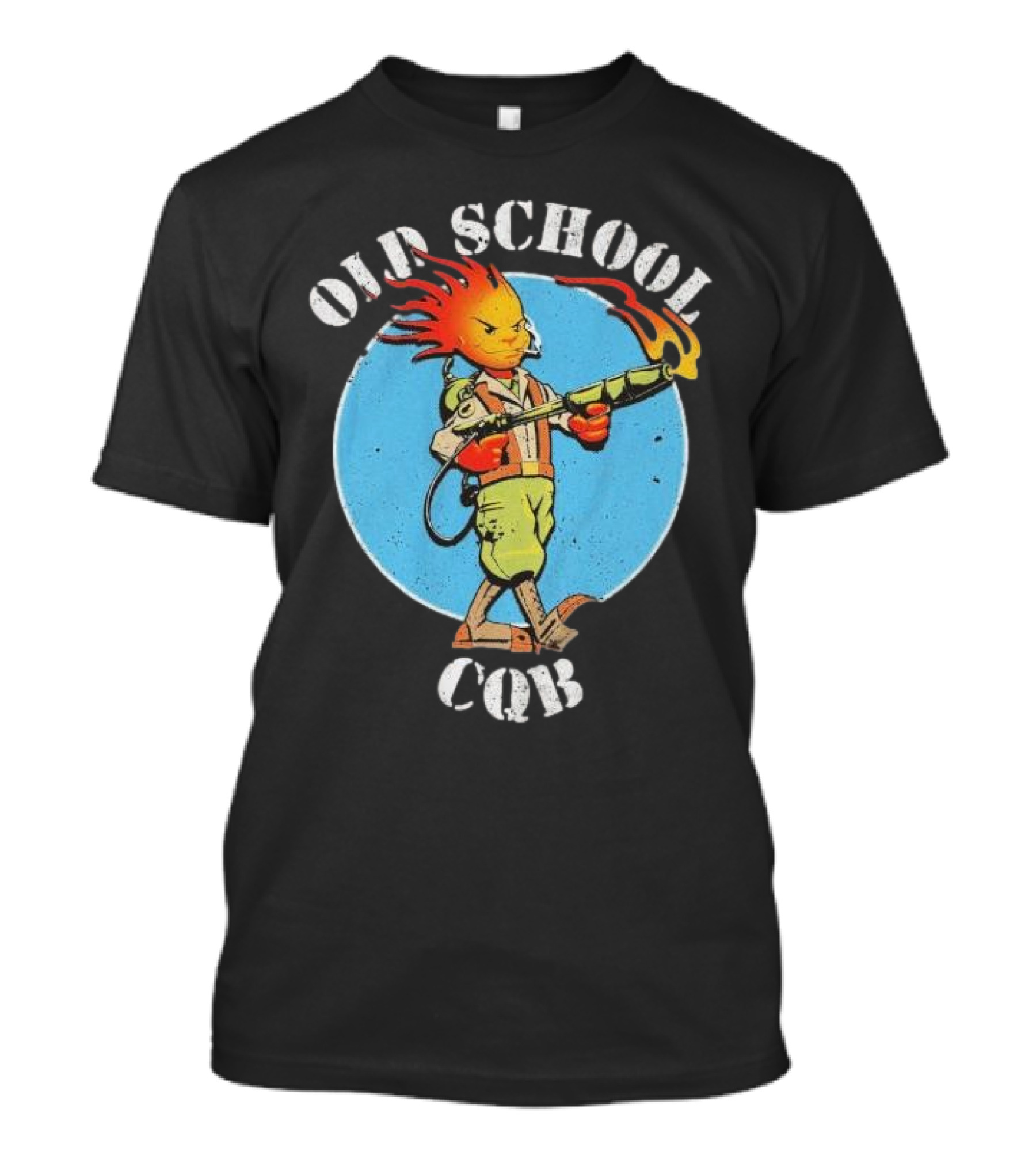 Old School CQB Flamethrower Cartoon Character T-Shirt