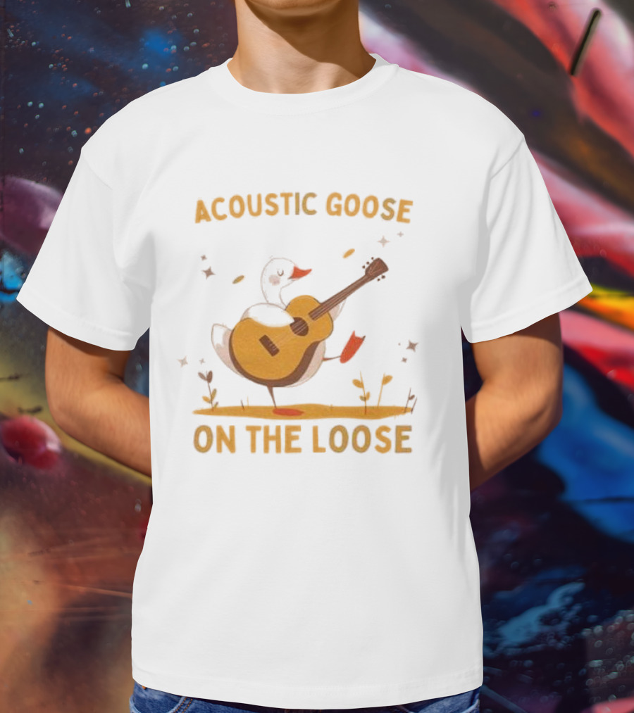 Acoustic Goose On The Loose Silly Meme Goose Playing Guitar T-Shirt