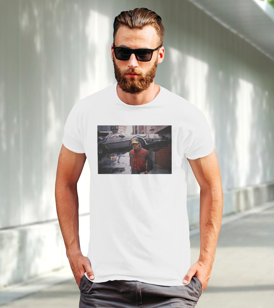 Back To The Future Marty McFly Michael J. Fox DeLorean Iconic Scene T-Shirt