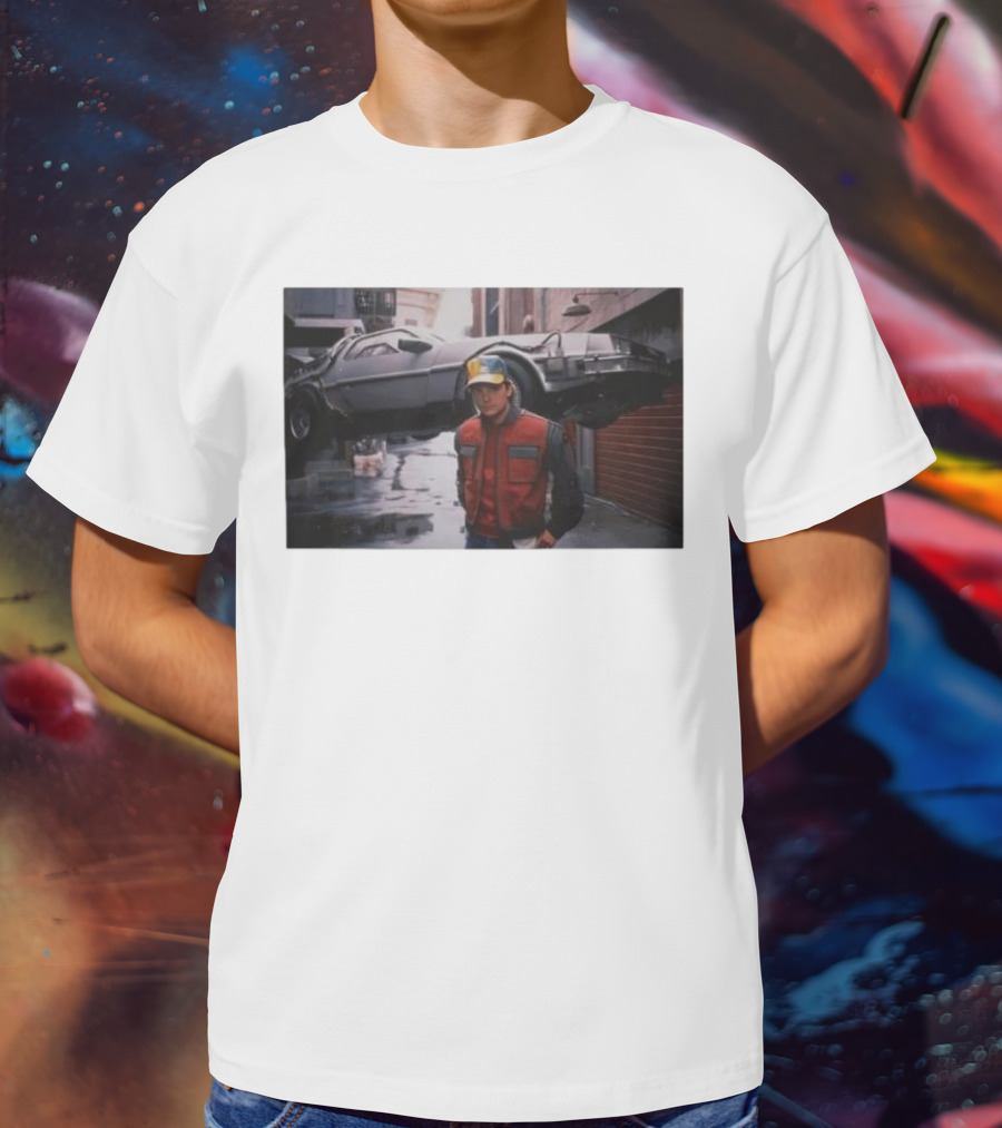 Back To The Future Marty McFly Michael J. Fox DeLorean Iconic Scene T-Shirt
