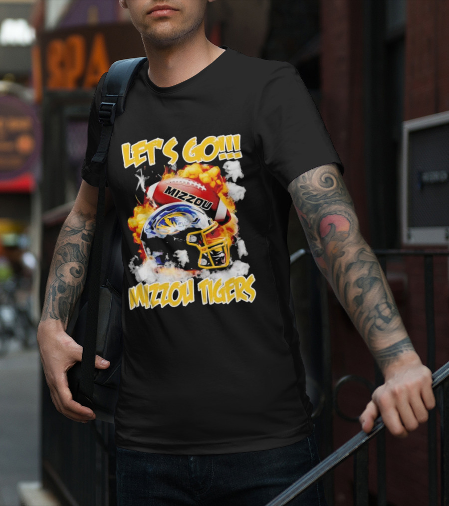 LET'S GO MIZZOU TIGERS FOOTBALL HELMET FIREBALL T-Shirt