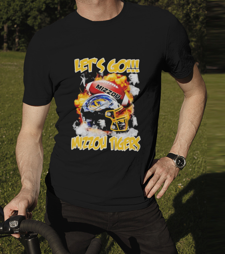 LET'S GO MIZZOU TIGERS FOOTBALL HELMET FIREBALL T-Shirt