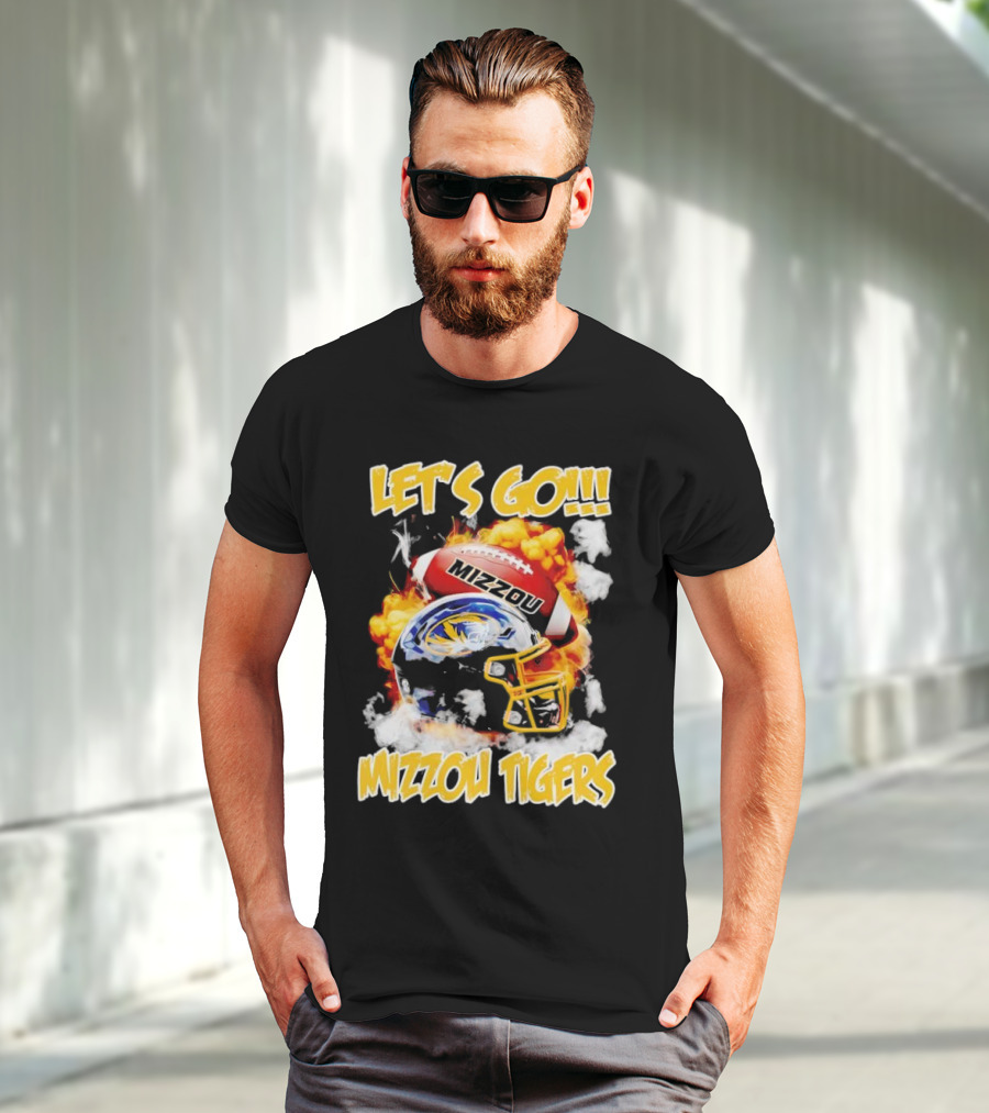 LET'S GO MIZZOU TIGERS FOOTBALL HELMET FIREBALL T-Shirt