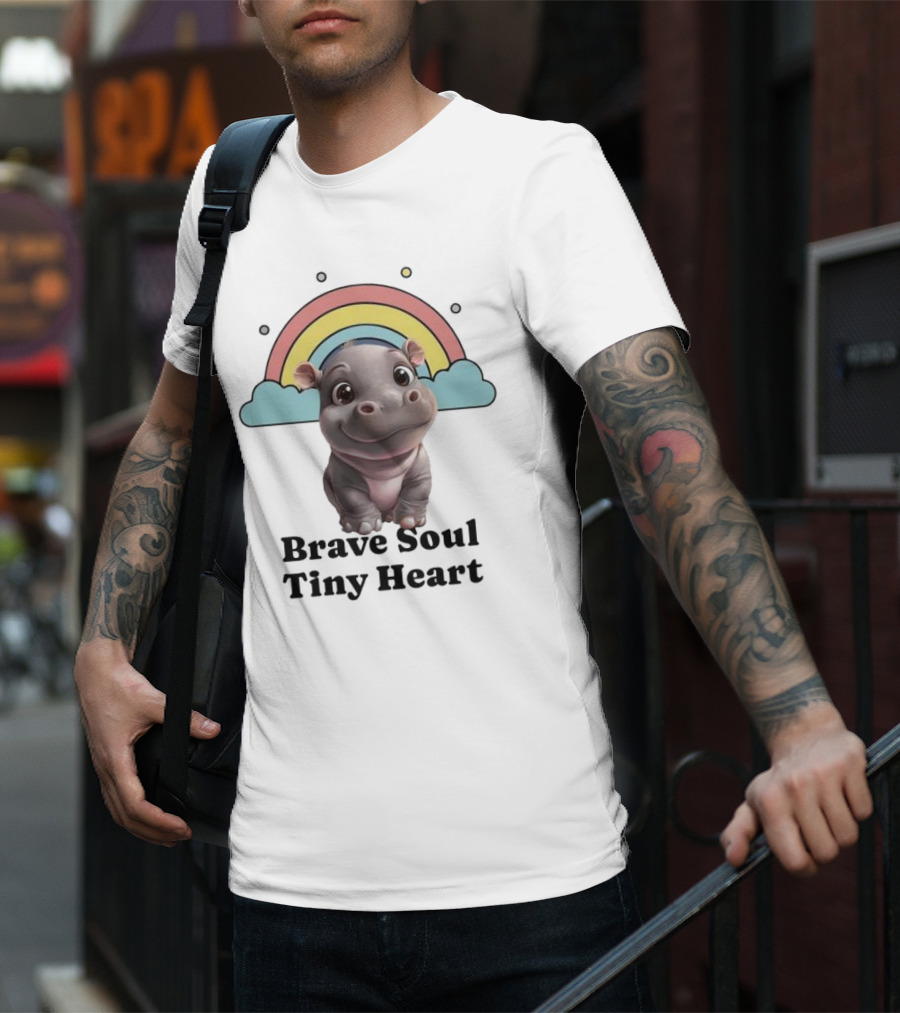 Brave Soul Tiny Heart Hippo With Rainbow T-Shirt