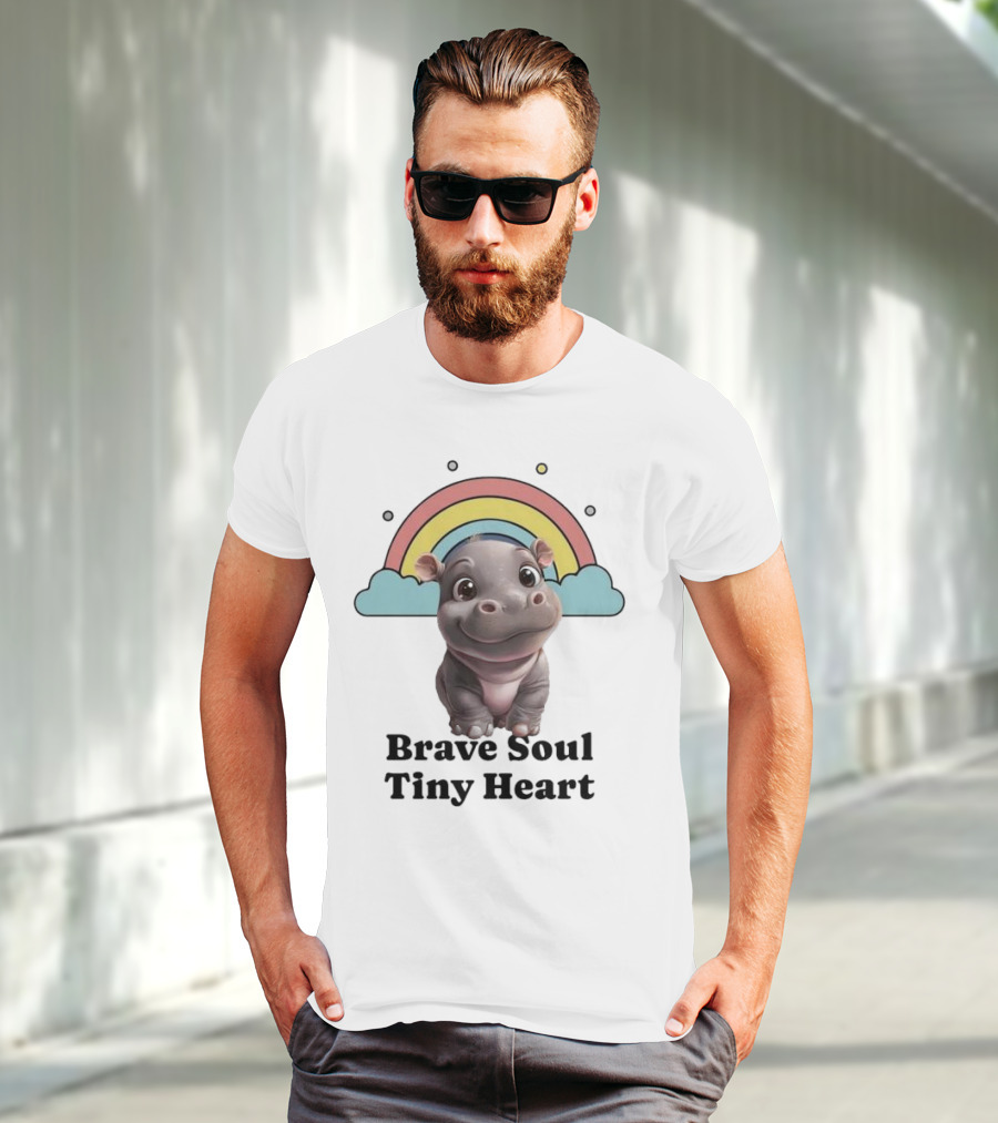 Brave Soul Tiny Heart Hippo With Rainbow T-Shirt