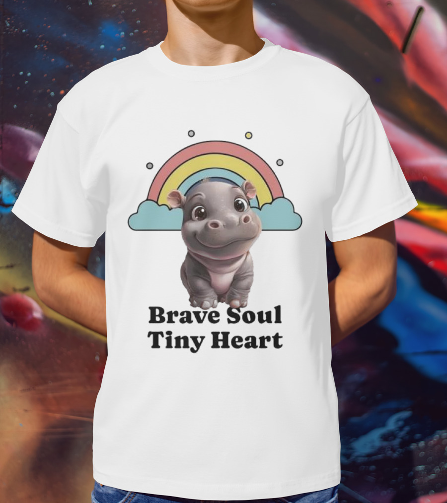 Brave Soul Tiny Heart Hippo With Rainbow T-Shirt