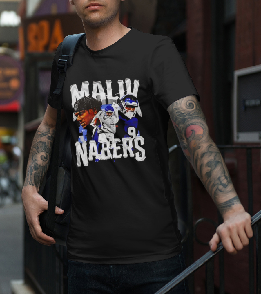 Malik Nabers New York Giants Football Player Collage T-Shirt