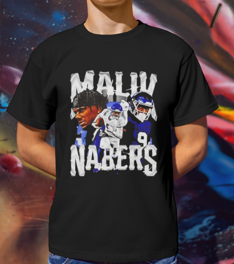 Malik Nabers New York Giants Football Player Collage T-Shirt