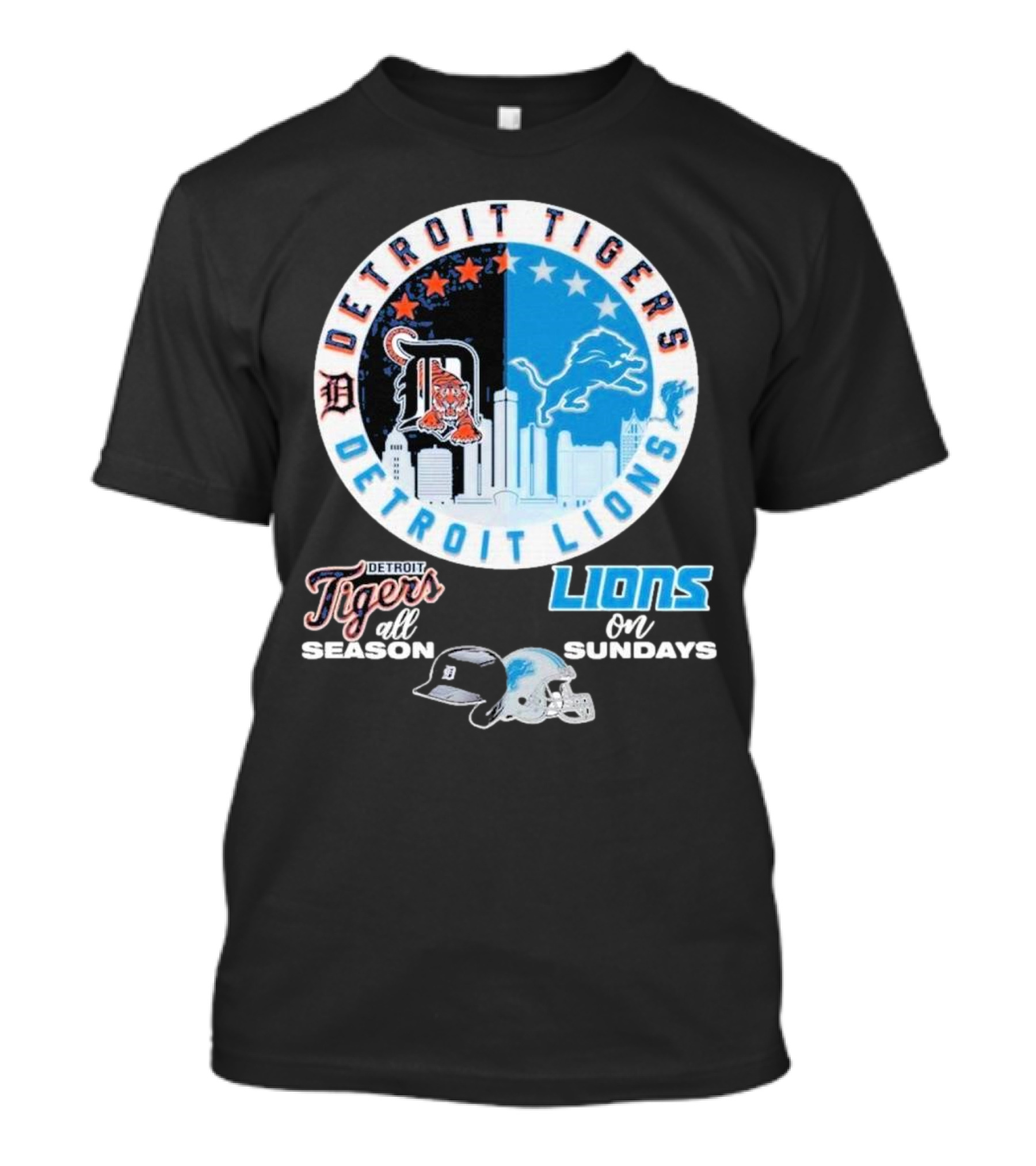 Detroit Tigers Detroit Lions All Season On Sundays T-Shirt