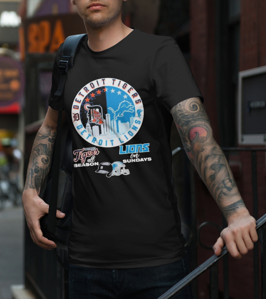 Detroit Tigers Detroit Lions All Season On Sundays T-Shirt