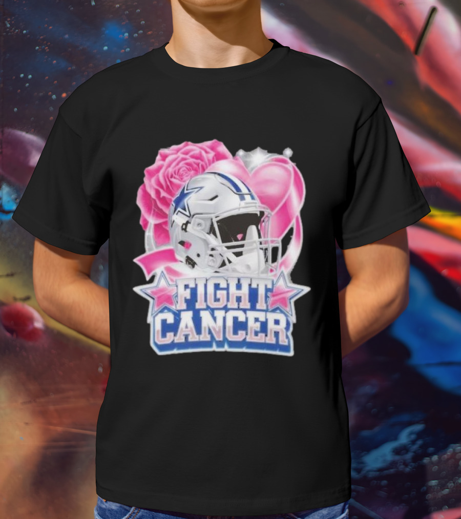 Dallas Cowboys Fight Breast Cancer Awareness Rose Pink Heart Helmet T-Shirt