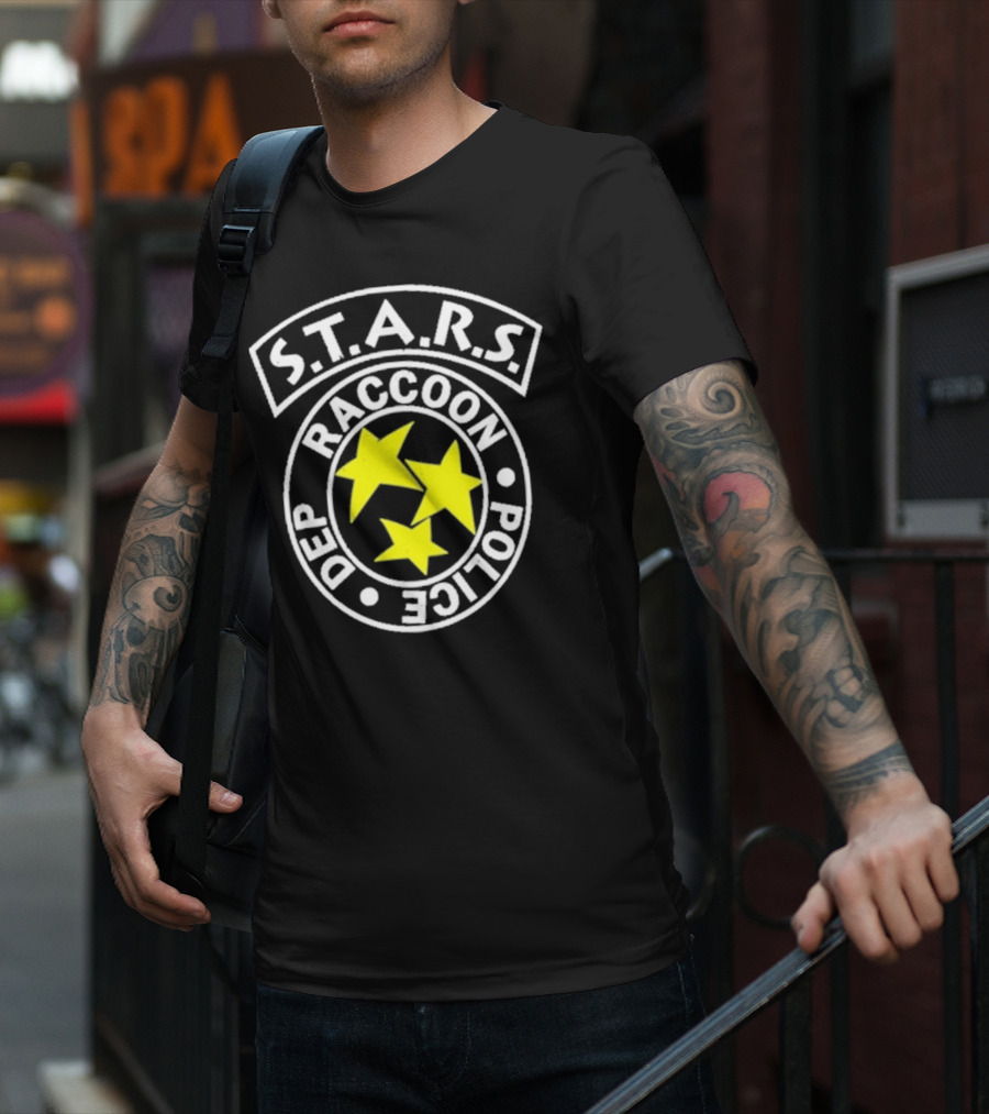 S.T.A.R.S. Raccoon Police Department Logo With Yellow Stars T-Shirt