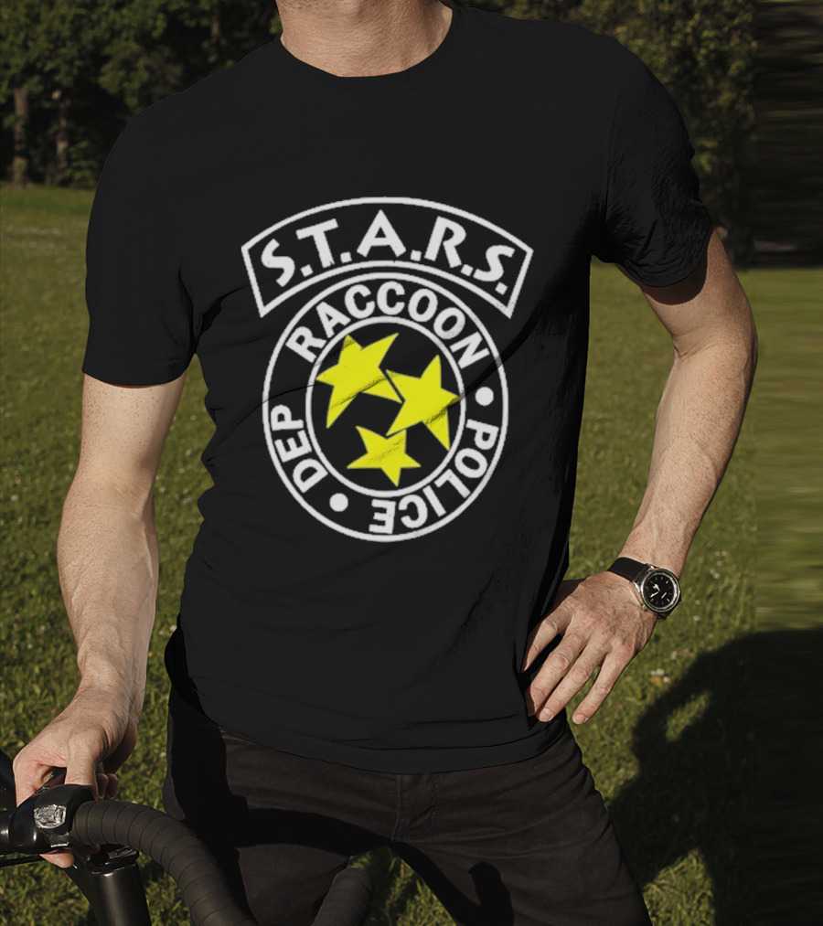 S.T.A.R.S. Raccoon Police Department Logo With Yellow Stars T-Shirt